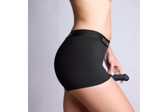 Черные трусики-боксеры для фиксации насадок Strap-on-me Harness Lingerie Allure - size XS