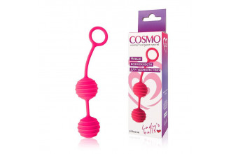 Розовые вагинальные шарики с ребрышками Cosmo