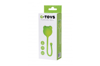 Зеленый силиконовый вагинальный шарик A-Toys с ушками