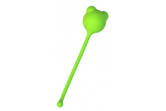 Зеленый силиконовый вагинальный шарик A-Toys с ушками