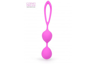 Розовые силиконовые вагинальные шарики с петлей - 17 см.
