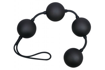 Чёрные вагинальные шарики на сцепке в силиконе
