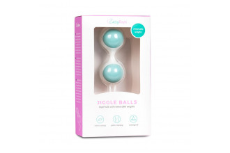 Бело-голубые вагинальные шарики Jiggle Balls