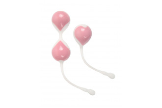 Набор розово-белых вагинальных шариков: двойные и одинарный
