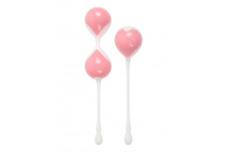 Набор розово-белых вагинальных шариков: двойные и одинарный