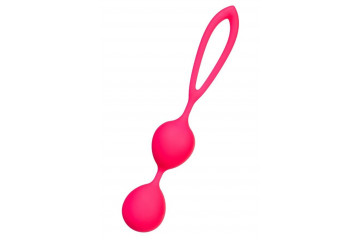 Ярко-розовые вагинальные шарики с петелькой