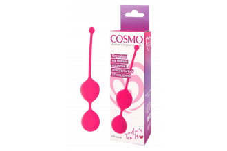 Розовые двойные вагинальные шарики Cosmo с хвостиком для извлечения