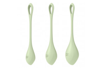 Набор из 3 салатных вагинальных шариков Yoni Power 2