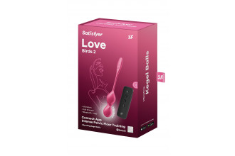 Малиновые вагинальные шарики с вибрацией Love Birds 2 - 22,2 см.