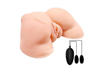 Телесная вибровагина Julie с 2 рабочими отверстиями