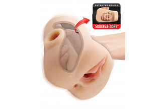 Телесный мастурбатор с вибрацией Double Pounder Vibrating Squeeze Stroker