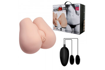 Реалистичный мастурбатор с вибрацией и двумя тоннелями - вагиной и анусом