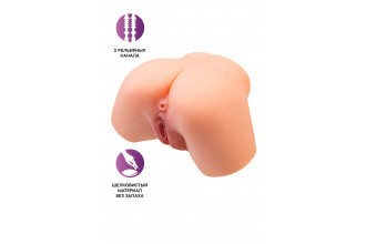 Телесный реалистичный мастурбатор-полуторс с 2 любовными входами