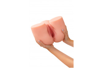 Телесный реалистичный мастурбатор-полуторс с 2 любовными входами