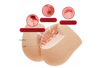 Телесный мастурбатор Vivian с 2 любовными тоннелями