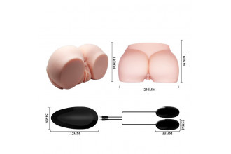 Телесный мастурбатор с двумя любовными тоннелями и вибрацией