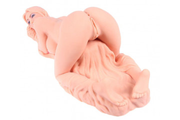 Телесный вибромастурбатор Valentina Auto с двумя любовными отверстиями