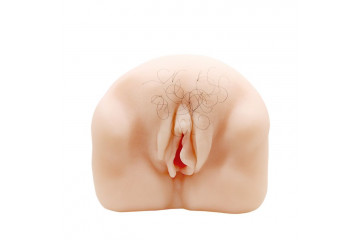 Телесный мастурбатор-вагина с оволосением и вибрацией