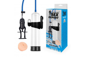 Прозрачная вакуумная вибропомпа Sex Expert с насадкой-вагиной