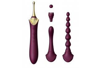 Сливовый вибратор с 4 сменными насадками Bess 2