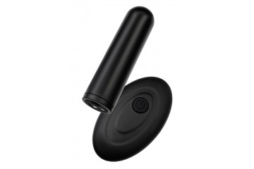 Черная перезаряжаемая вибропуля с пультом ДУ RealStick CALIBER