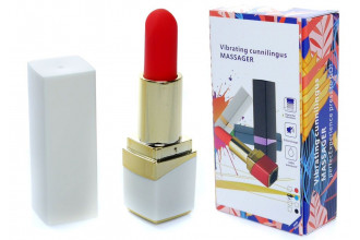 Белый мини-вибратор в форме помады