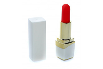 Белый мини-вибратор в форме помады