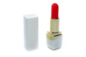 Белый мини-вибратор в форме помады