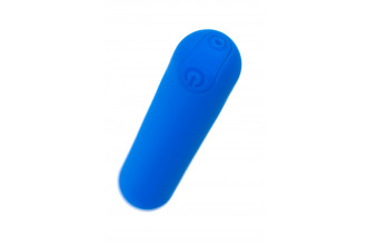 Синяя силиконовая перезаряжаемая вибропуля Nep - 8 см.