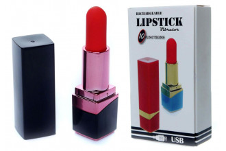 Черный мини-вибратор в форме помады Черный мини-вибратор в форме помады