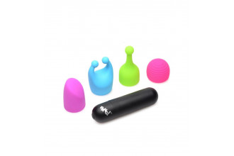 Вибропуля с 4 эластичными насадками Rechargeable Bullet With 4 Attachments
