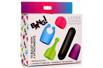 Вибропуля с 4 эластичными насадками Rechargeable Bullet With 4 Attachments
