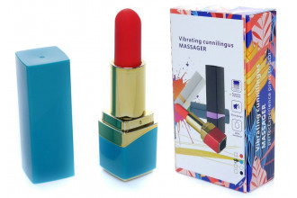 Голубой мини-вибратор в форме помады Голубой мини-вибратор в форме помады