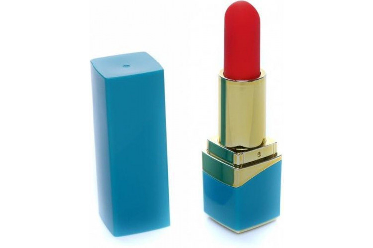 Голубой мини-вибратор в форме помады Голубой мини-вибратор в форме помады