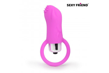 Ярко-розовый вибростимулятор с шипами и петелькой