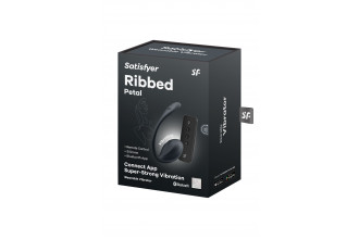 Черное виброяйцо Ribbed Petal с пультом ДУ