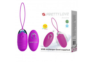 Лиловое ребристое виброяичко с пультом ДУ Jessica