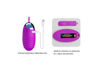 Лиловое ребристое виброяичко с пультом ДУ Jessica