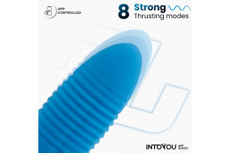 Синее интерактивное виброяйцо с поступательными движениями Thrusting Egg