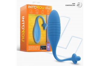 Синее интерактивное виброяйцо с поступательными движениями Thrusting Egg