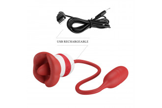 Красное виброяйцо с клиторальным стимулятором Aliyah