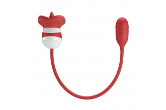 Красное виброяйцо с клиторальным стимулятором Aliyah