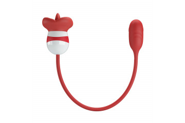 Красное виброяйцо с клиторальным стимулятором Aliyah