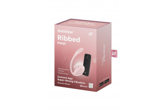 Розовое виброяйцо Ribbed Petal с пультом ДУ