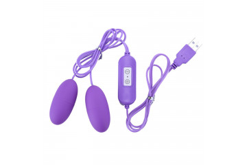 Фиолетовые гладкие виброяйца, работающие от USB