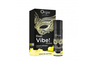 Съедобный жидкий вибратор Dual Vibe! со вкусом лимонного джина с тоником - 15 мл.