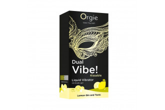 Съедобный жидкий вибратор Dual Vibe! со вкусом лимонного джина с тоником - 15 мл.