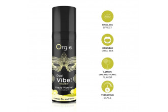 Съедобный жидкий вибратор Dual Vibe! со вкусом лимонного джина с тоником - 15 мл.