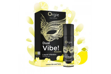 Съедобный жидкий вибратор Dual Vibe! со вкусом лимонного джина с тоником - 15 мл.