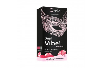 Съедобный жидкий вибратор Dual Vibe! со вкусом клубничного джина с тоником - 15 мл.